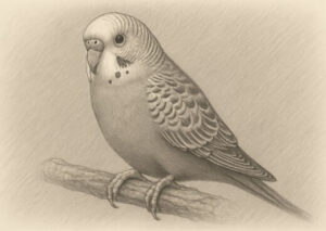 Custom pencil sketch portrait of a budgie