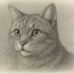 Pencil Sketch portrait of a cat