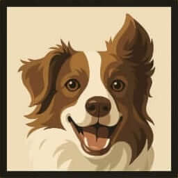 Chestnut Testimonial Small Minimal portrait of a border collie for a customer testimonial