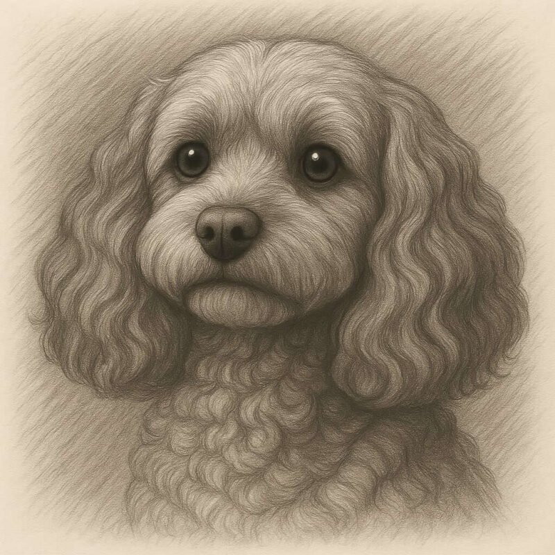 Pencil Sketch portrait of a Cockaoo