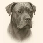 Pencil Sketch portrait of a Staffordshire Bull Terrior