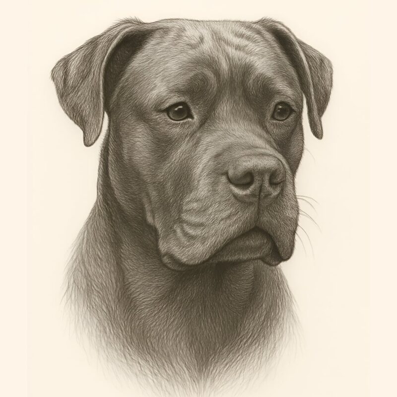 Pencil Sketch portrait of a Staffordshire Bull Terrior
