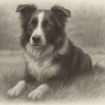 Pencil Sketch portrait of a Border Collie