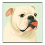 Modern, minimal portrait of a bulldog