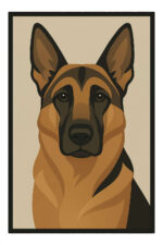 Modern, minimal portrait of a German Shepherd
