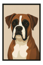 Modern, minimal portrait of a Boxer dog