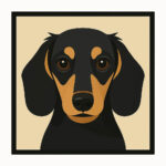 Modern, minimal portrait of a Dachshund