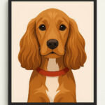 Modern, minimal portrait of a spaniel