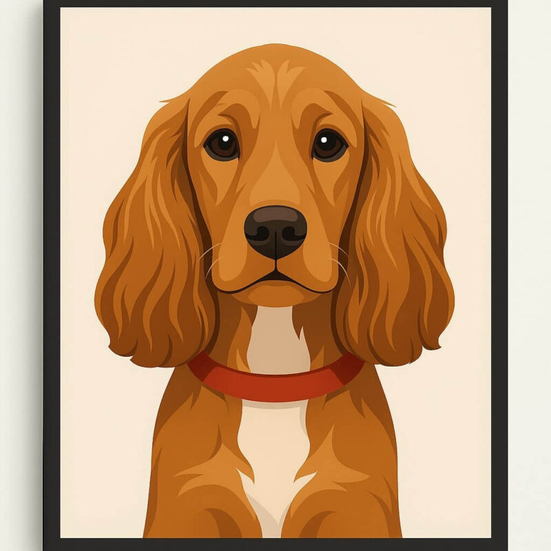 Modern, minimal portrait of a spaniel