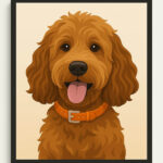 Modern, minimal portrait of a cockapoo
