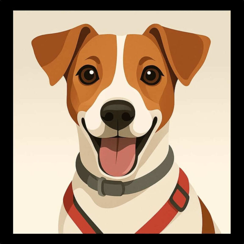 Modern, minimal portrait of a Jack Russel