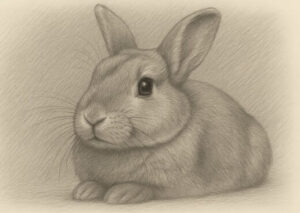 Custom pencil sketch portrait of a rabbit