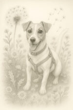 Botanical pencil sketch of a Jack Russel