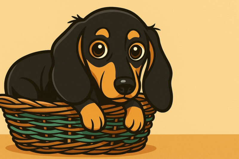 Classic cartoon style of a Dachshund