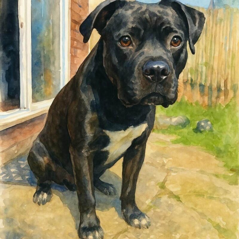 Watercolour painting portrait of a Cane Corso