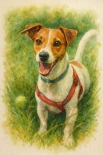 Watercolour painting portrait of a Jack Russel