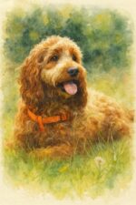 Watercolour painting portrait of a Cockapoo