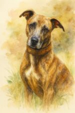 Watercolour painting portrait of a Whippet