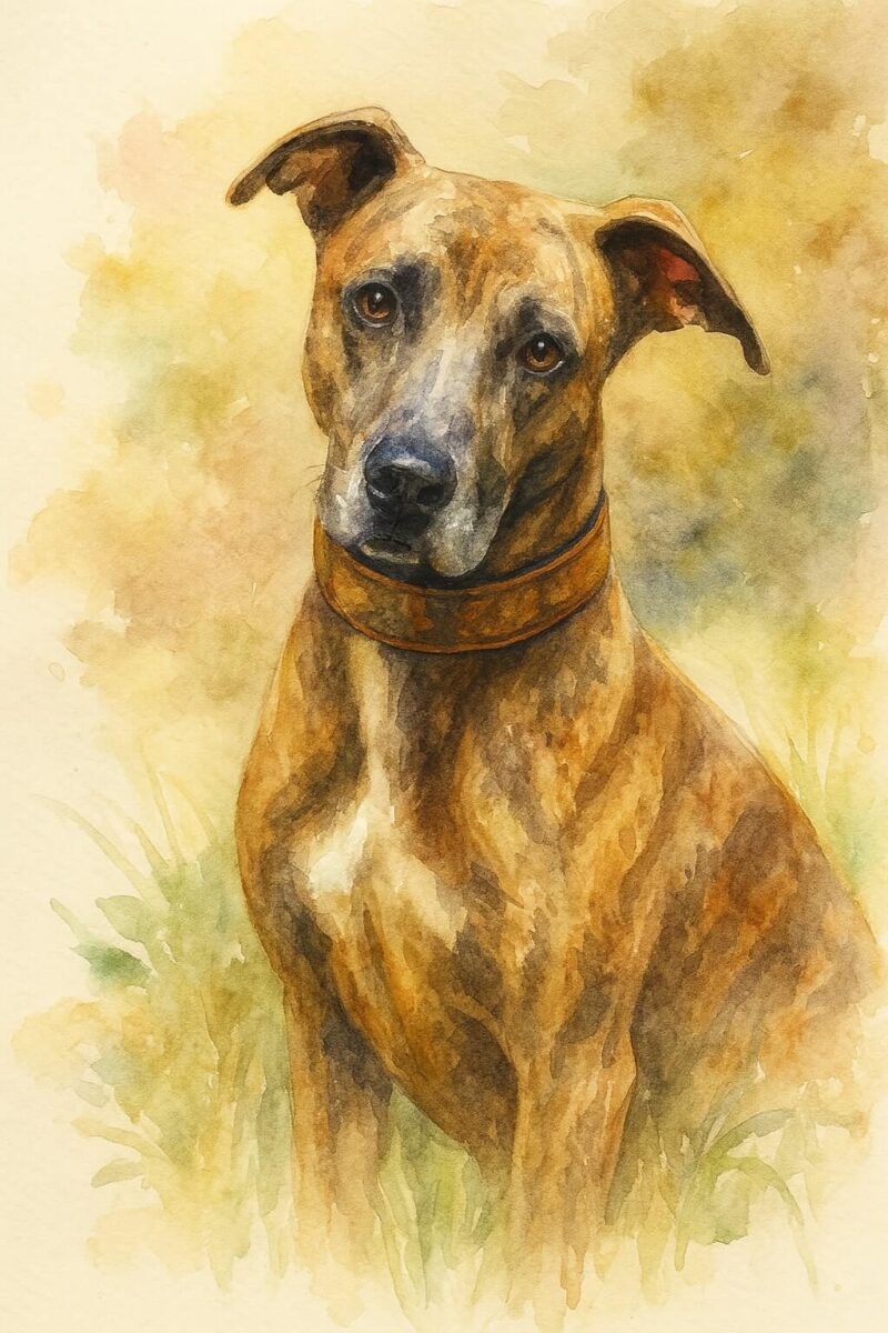 Watercolour painting portrait of a Whippet