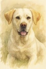 Watercolour painting portrait of a Golden Retriever
