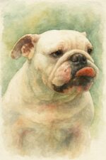 Watercolour painting portrait of a Bulldog