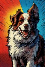 A comic book style image of a Border Collie