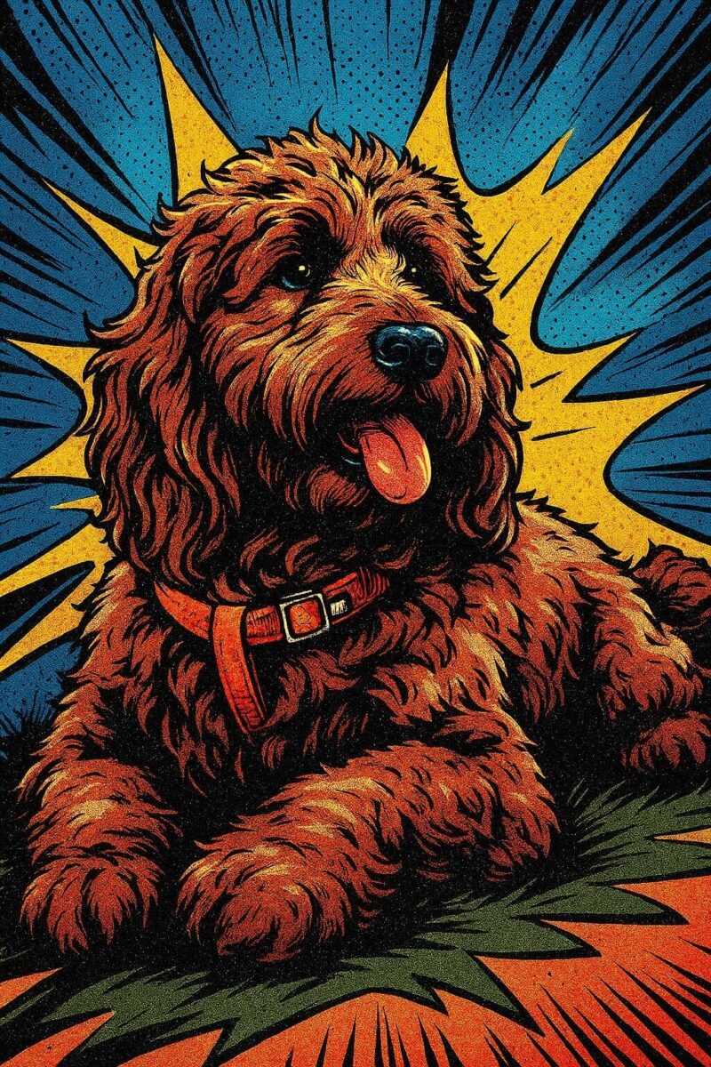 A comic book style image of a Cockapoo