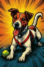 A comic book style image of a Jack Russel