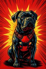 A comic book style image of a Cane Corso