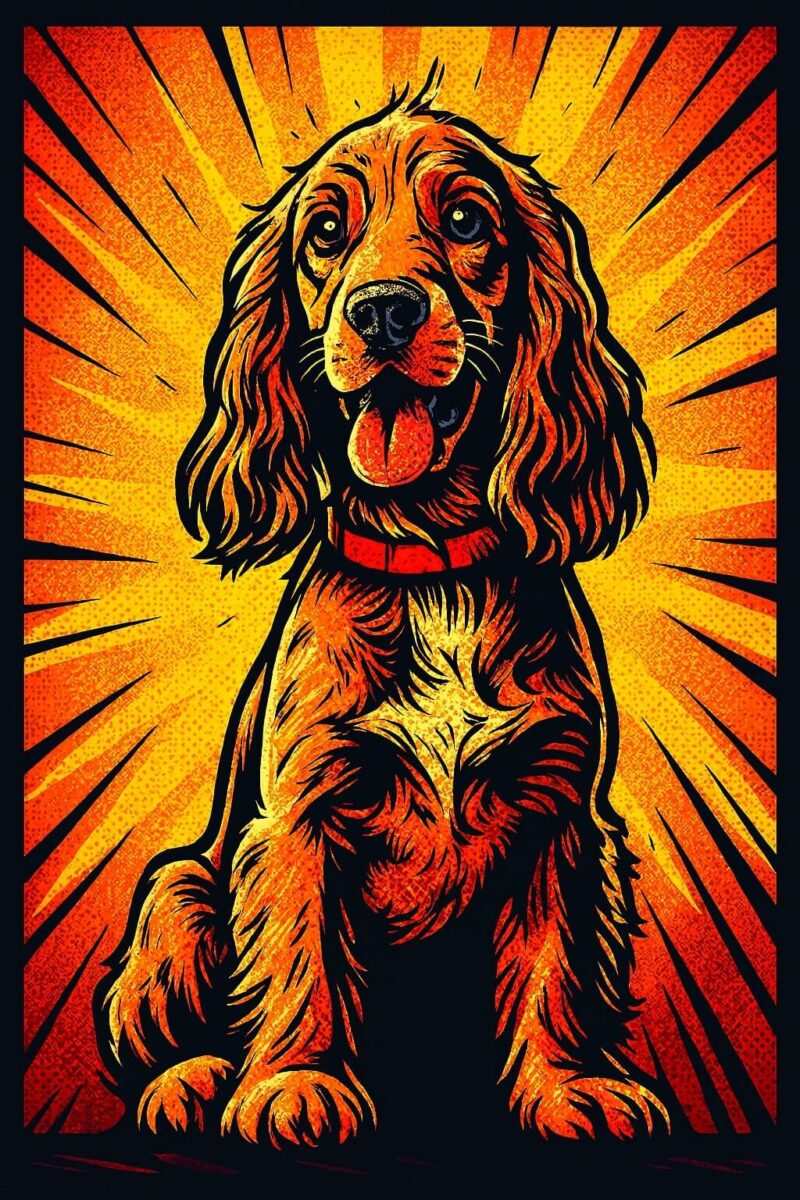 A comic book style image of a Spaniel