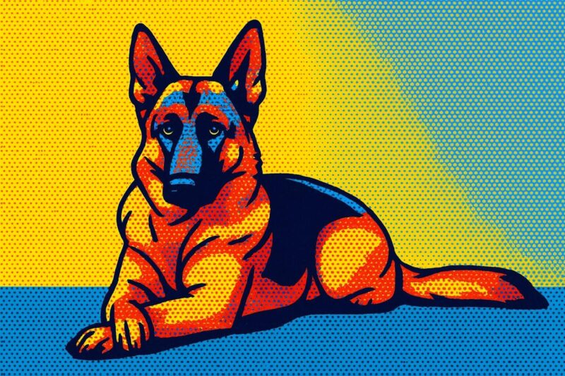 Pop Art style image of a German Shepherd