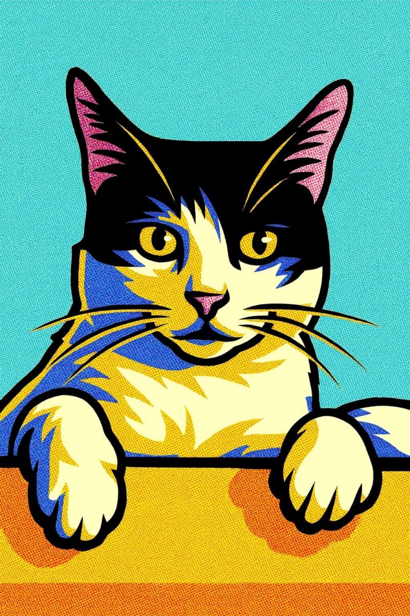 Pop Art style image of a cat