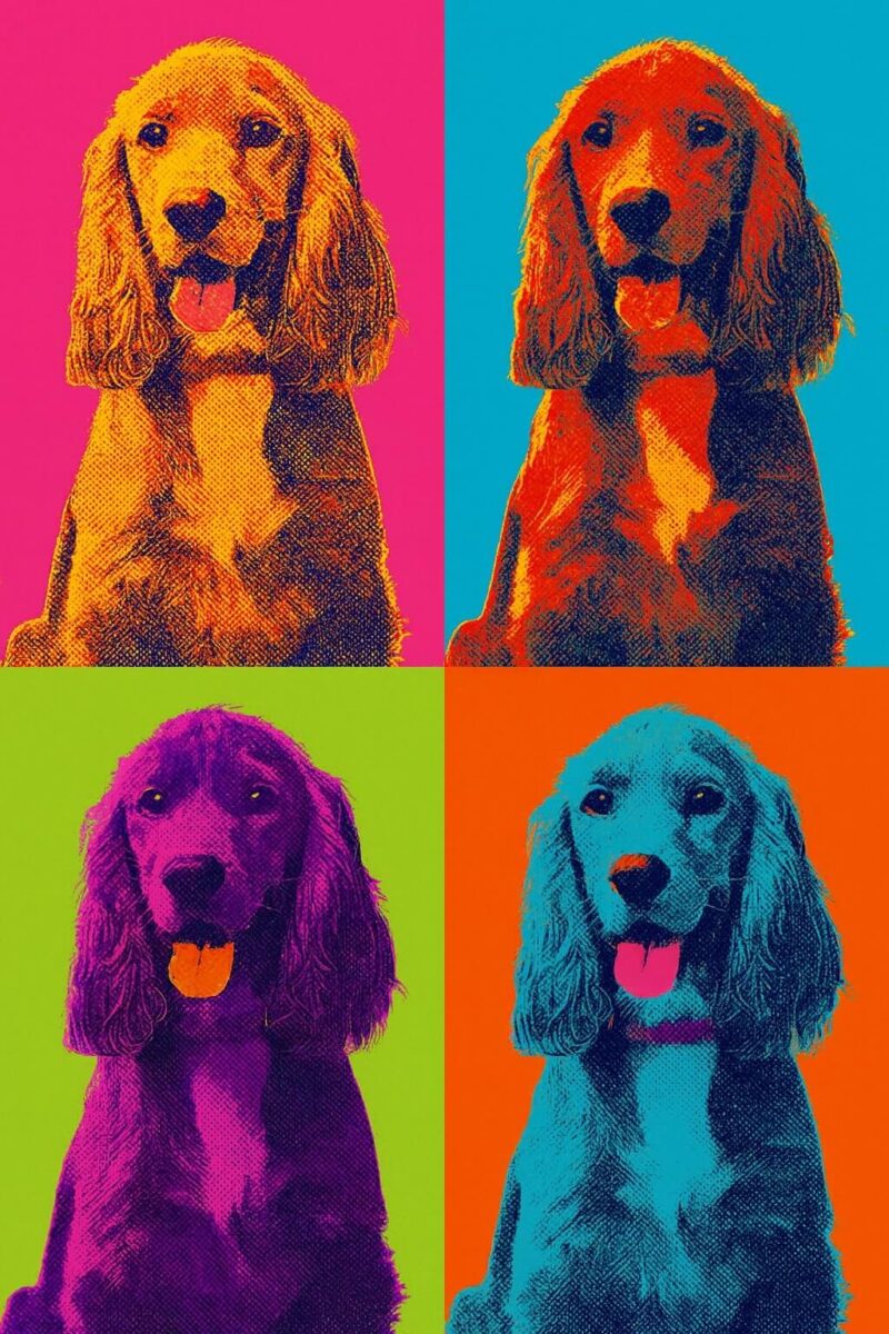Pop Art style image of 4 cockapoos