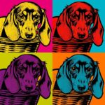 Pop Art style image of 4 Dachshunds