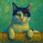 Van Gogh style painting of a cat
