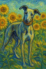 Van Gogh style painting of a Whippet