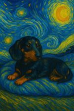 Van Gogh style painting of a Dachshund
