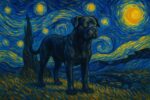 Van Gogh style painting of a Cane Corso