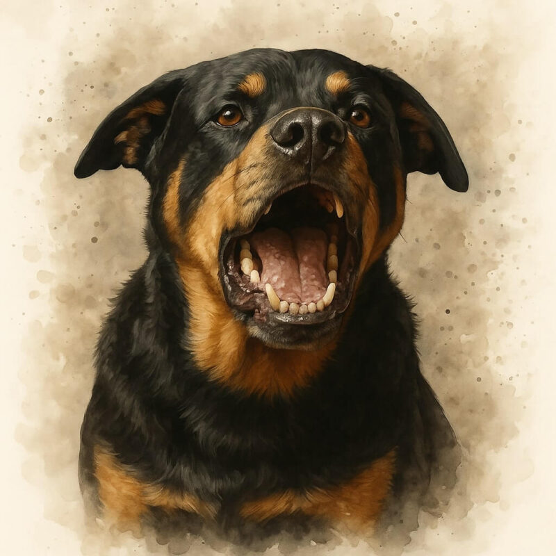 Signature Splash style portrait of a Rottweiler