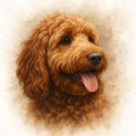 Signature Splash style portrait of a Cockapoo