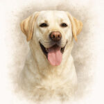 Signature Splash style portrait of a Golden Retriever