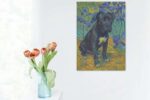 A print of a Van Gogh style portrait of a dog