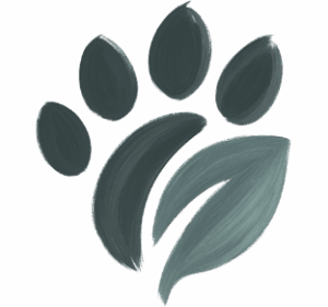 Icon of a combined paw & leaf in hand painted brushstroke style