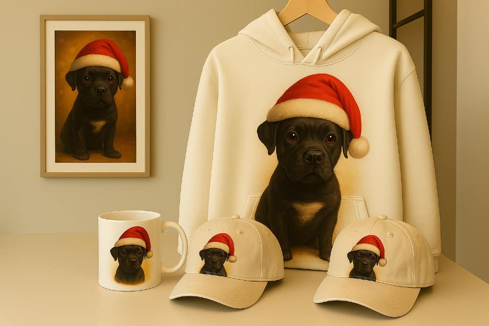 Santa Paws Print Hoodies, Hats & Prints